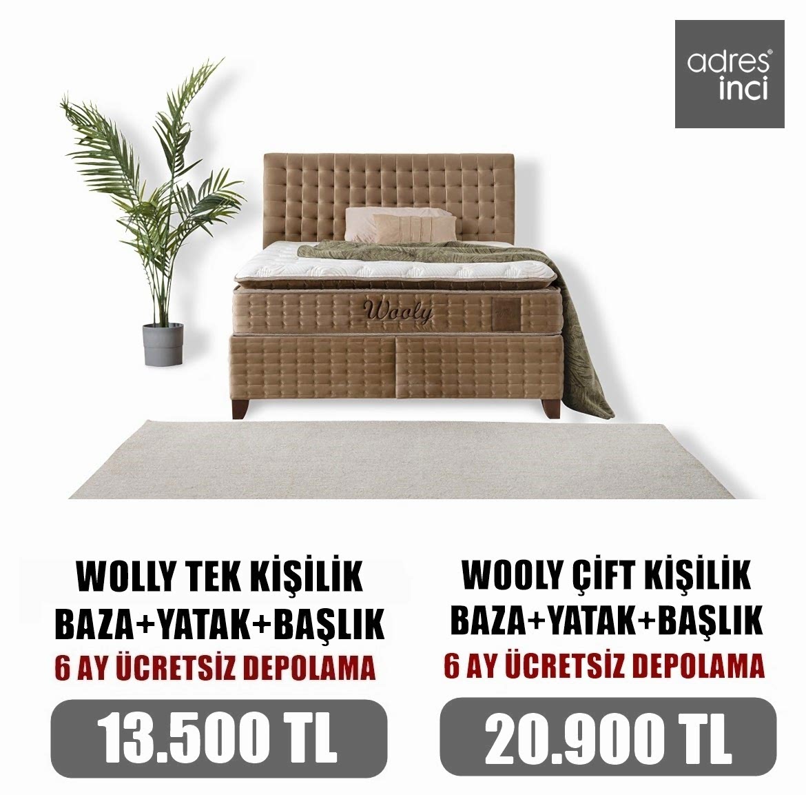 Wooly Baza Yatak Başlık Set V2