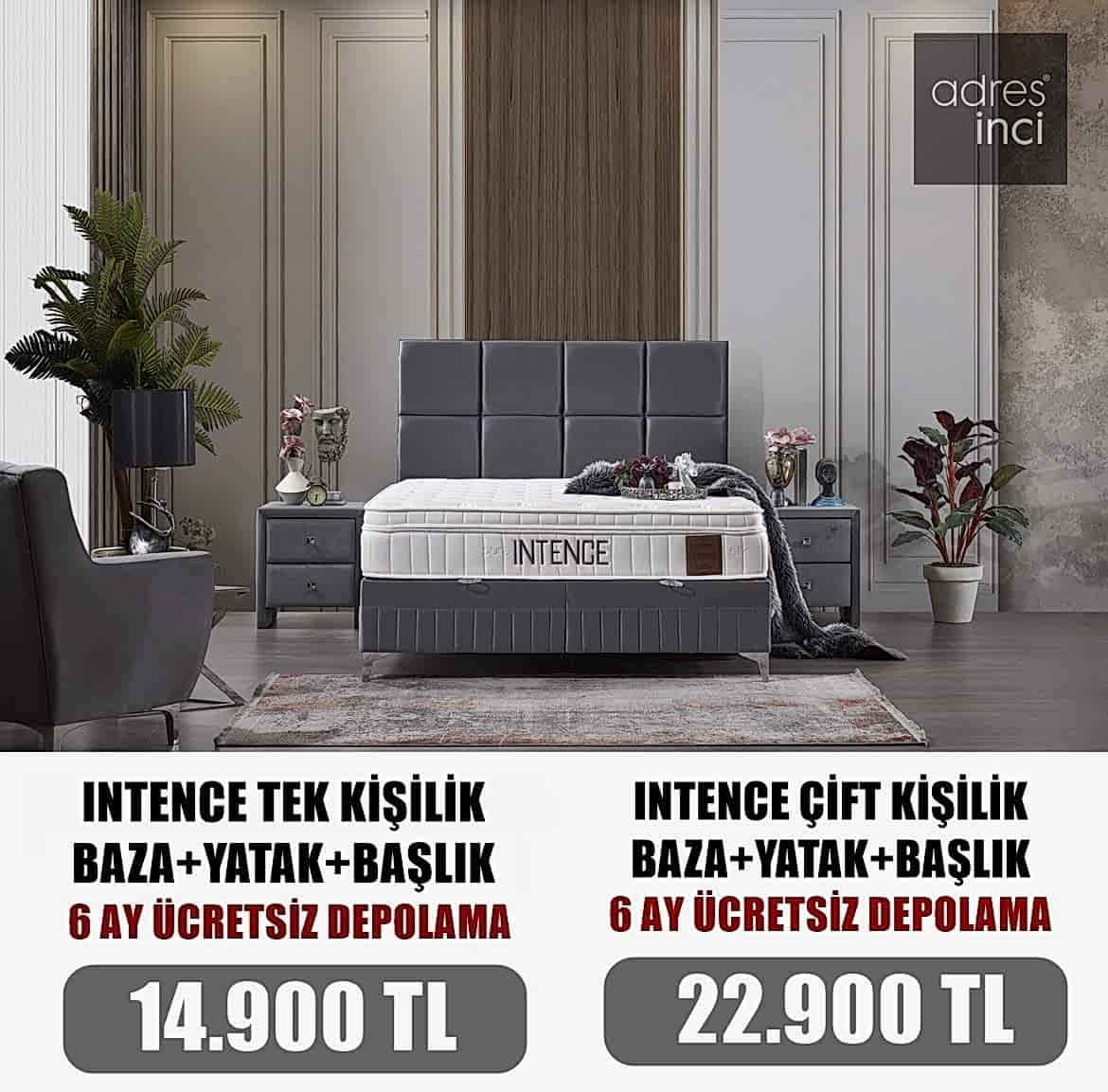 İntence Baza Yatak Başlık Set