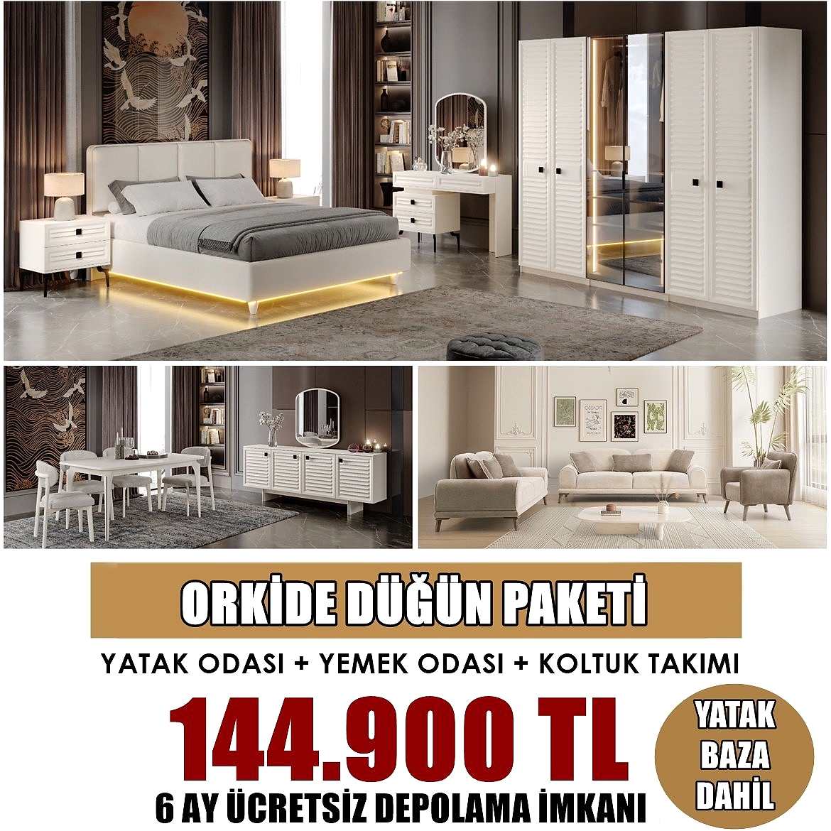 Orkide Düğün Paketi + Yatak Baza Dahil