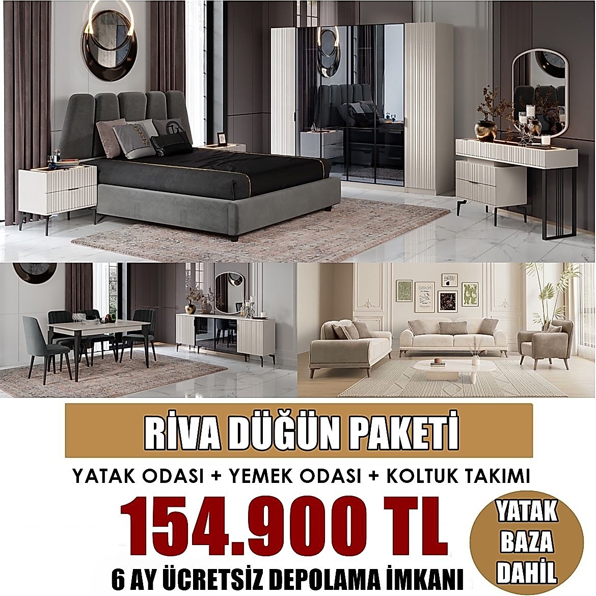 Riva Düğün Paketi + Yatak Baza Dahil