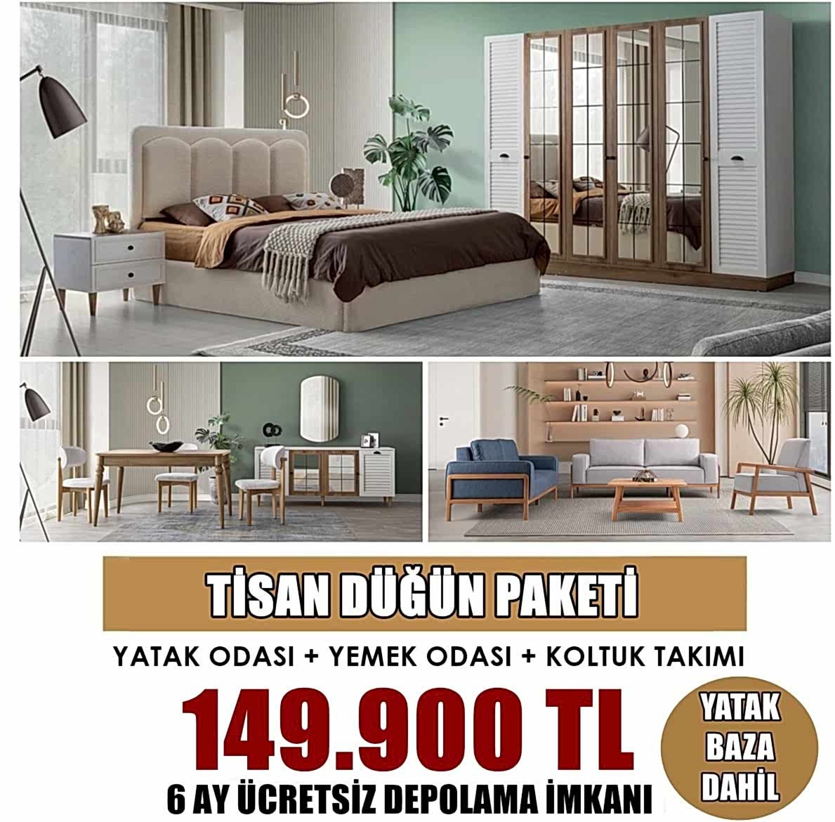 Tisan Düğün Paketi + Yatak Baza Dahil